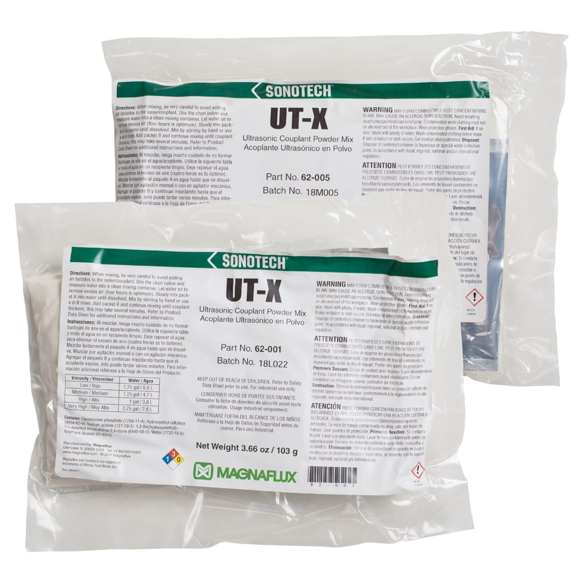 UT-X Couplant Powder Mix — 3.66 oz / 18.3 oz Bags